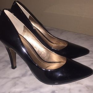 Black patent leather heels